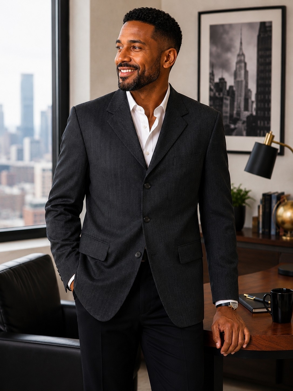 Brandolini Gray Pinstripe Wool Blazer | Zegna Super 100's | IT 54 US 44